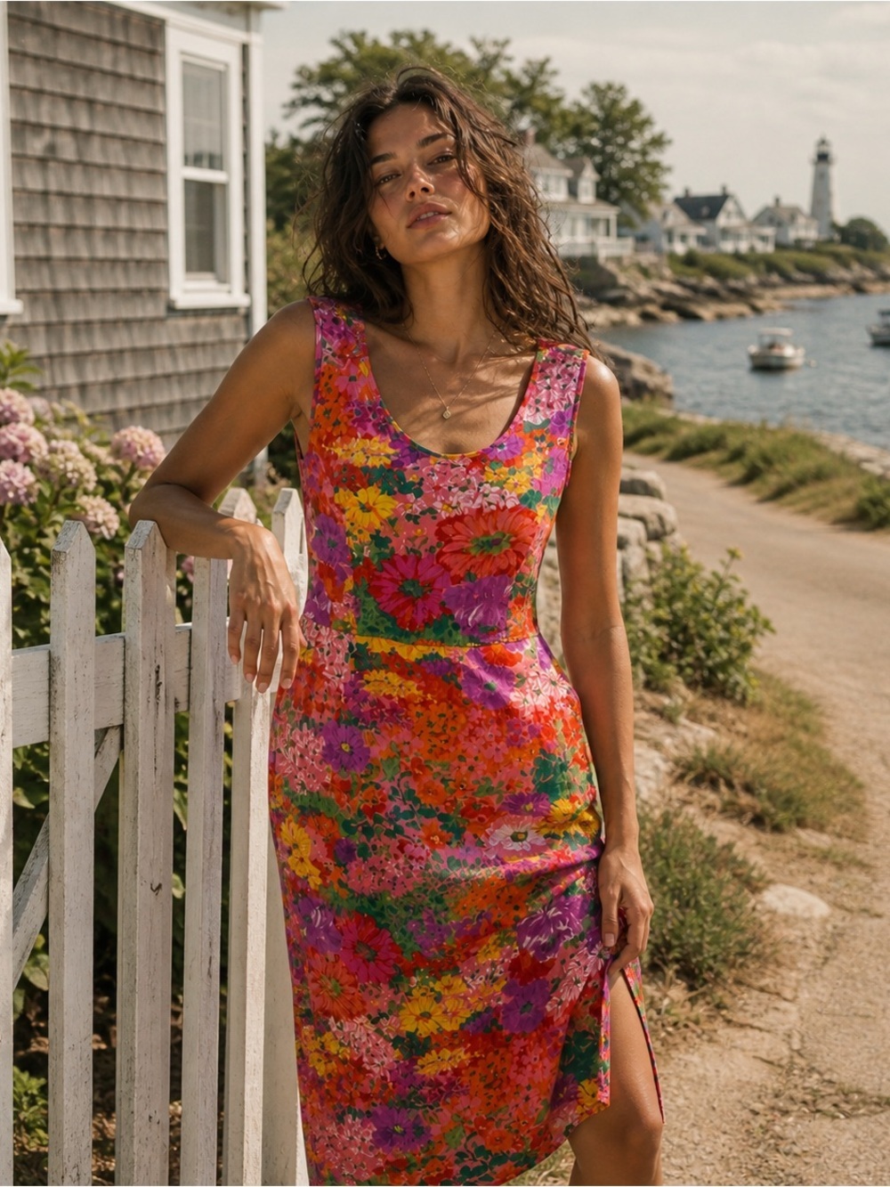 VTG Jams World In Bloom Hawaiian Midi Dress Pockets Sz S 1990’s Rayon EUC
